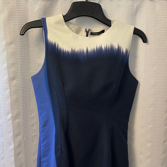 Elie Tahari Navy Blue Ombré Sleeveless Cotton Lined Shift Dress. Women’s Size 10 - Picture 2 of 8